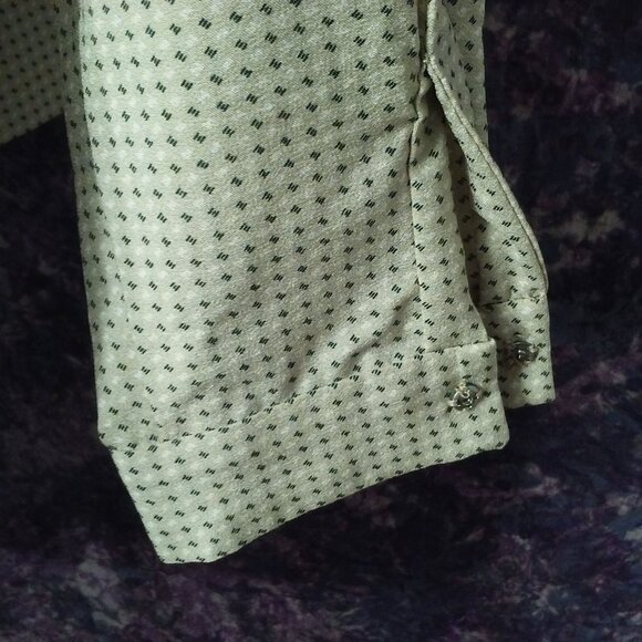 Vintage Quality Handmade Silk Blouse Lady(M-10) Hidden ButtonsUp Snaps Dots Tan - Picture 6 of 11